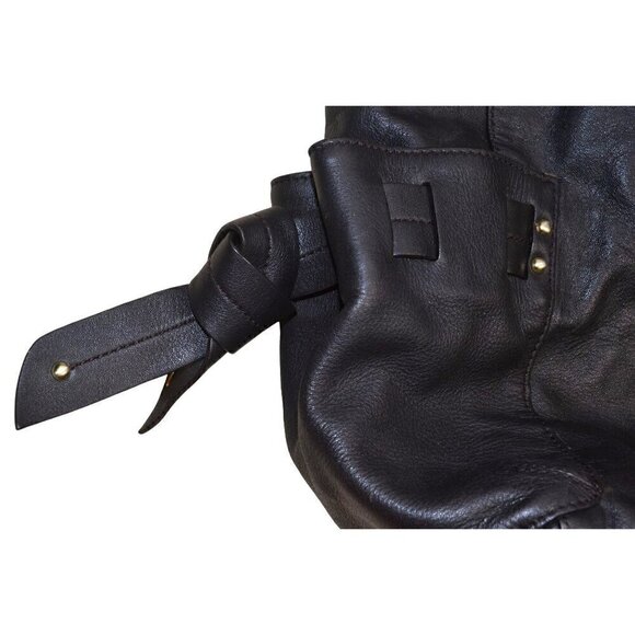 DKNY Large Black/Brown Leather Tote Bag W/Side Pockets/Adjustable Straps- LT3099 - Picture 3 of 12